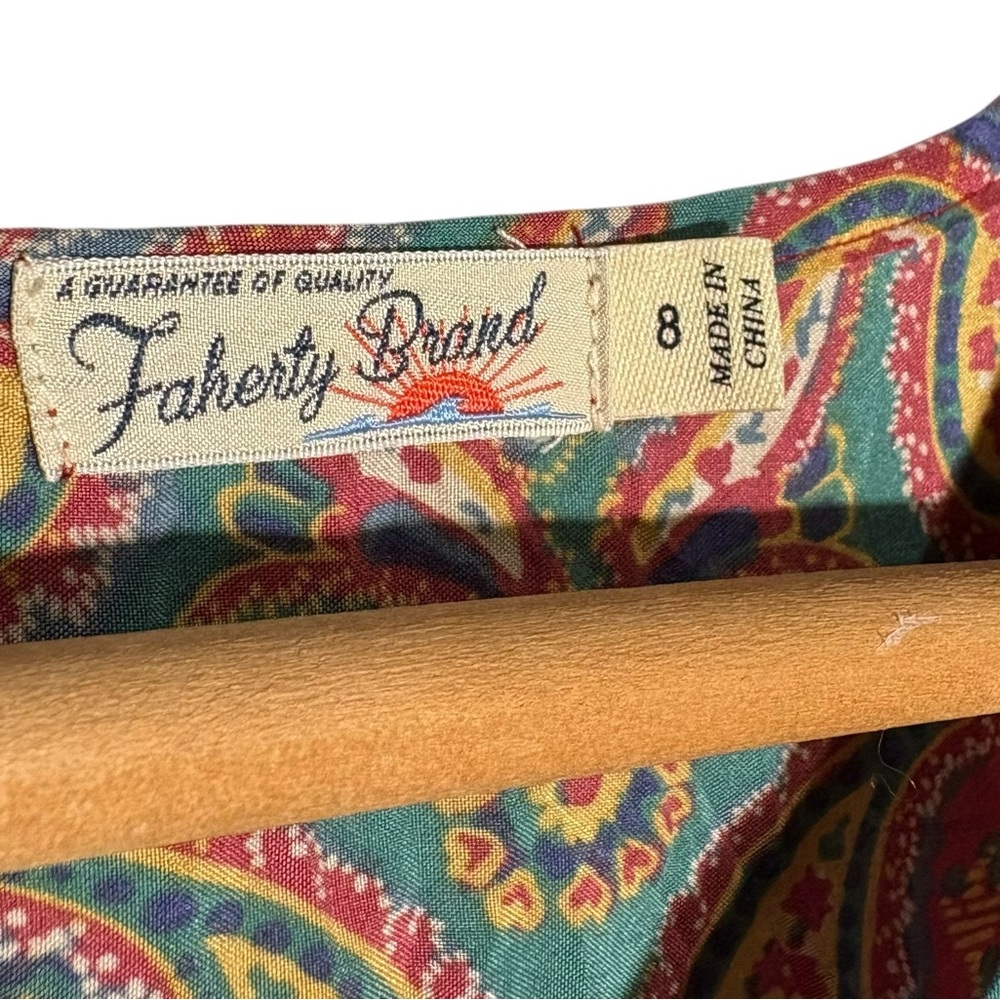 FAHERTY | Women’s Multicolor 100% Silk Paisley Floral Midi Dress size Medium - Picture 8 of 12